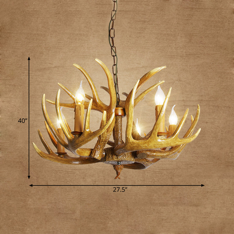 Cangetto del ristorante Antler Pendant lampadario in resina tradizionale 3/4/5 lampadine kit di luce a soffitto marrone sospeso
