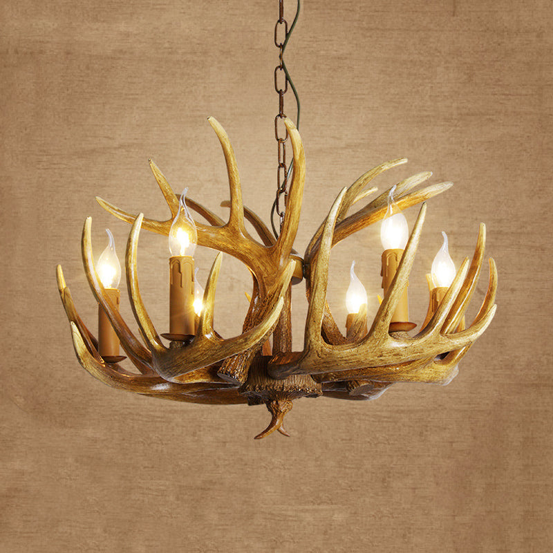 Cangetto del ristorante Antler Pendant lampadario in resina tradizionale 3/4/5 lampadine kit di luce a soffitto marrone sospeso