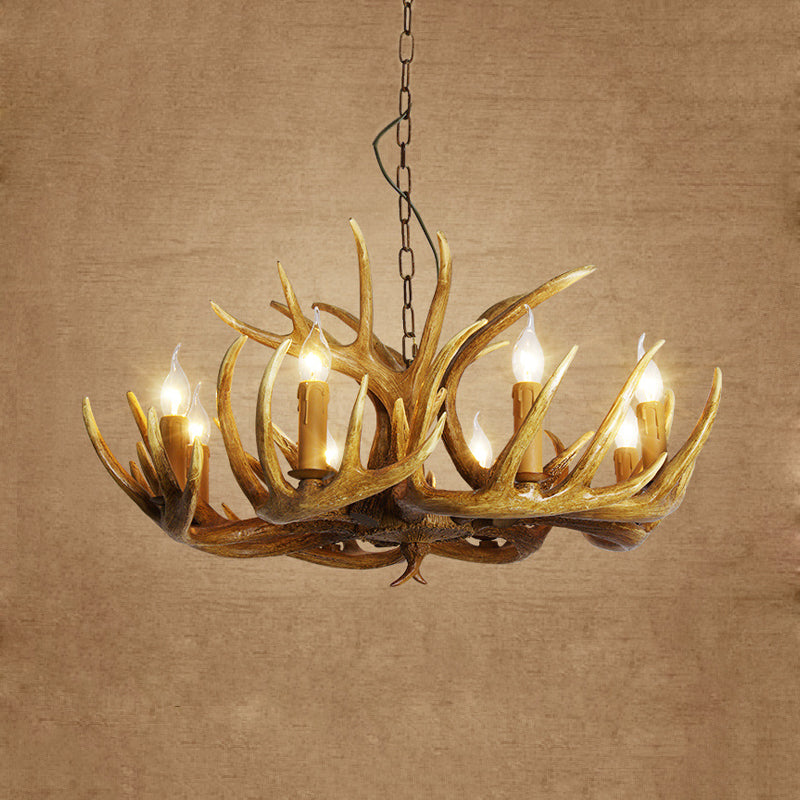Cangetto del ristorante Antler Pendant lampadario in resina tradizionale 3/4/5 lampadine kit di luce a soffitto marrone sospeso