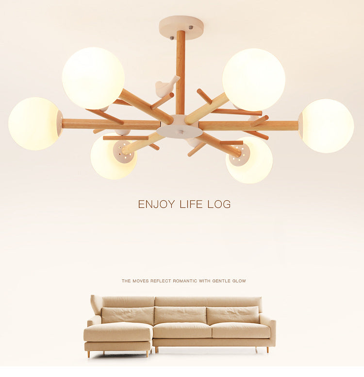 Globe Chandelier Light Fixture Modern Cream Glass Pendant Lighting for Restaurant