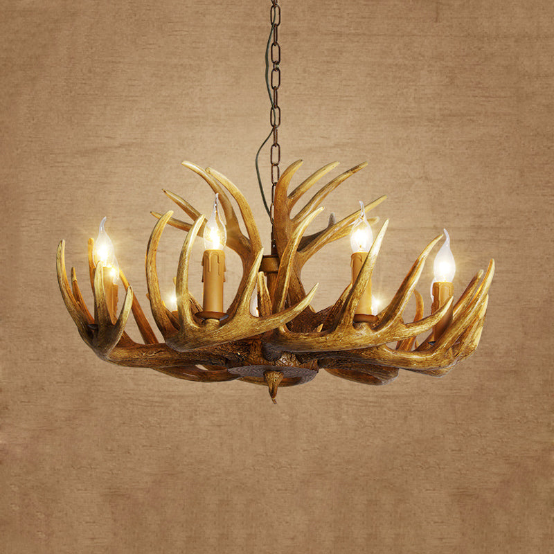 Cangetto del ristorante Antler Pendant lampadario in resina tradizionale 3/4/5 lampadine kit di luce a soffitto marrone sospeso