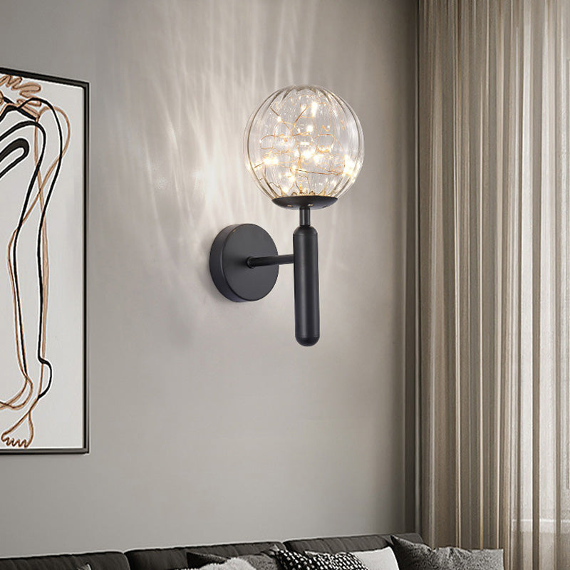 1-Lights Globe Glass Wall Light Nordic Style LED Lights String Wall Mount Lamp for Living Room Bedroom