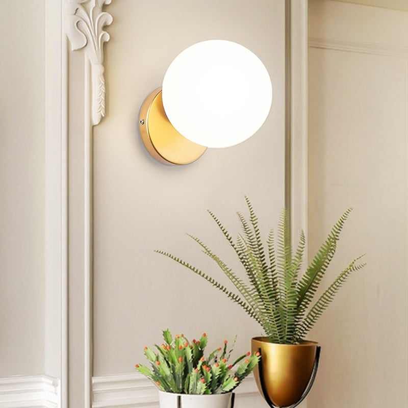 Modern Simplicity Indoor Wall Lamp 7.5" H Orb Glass Shade Mini Sconce Light for Bedroom