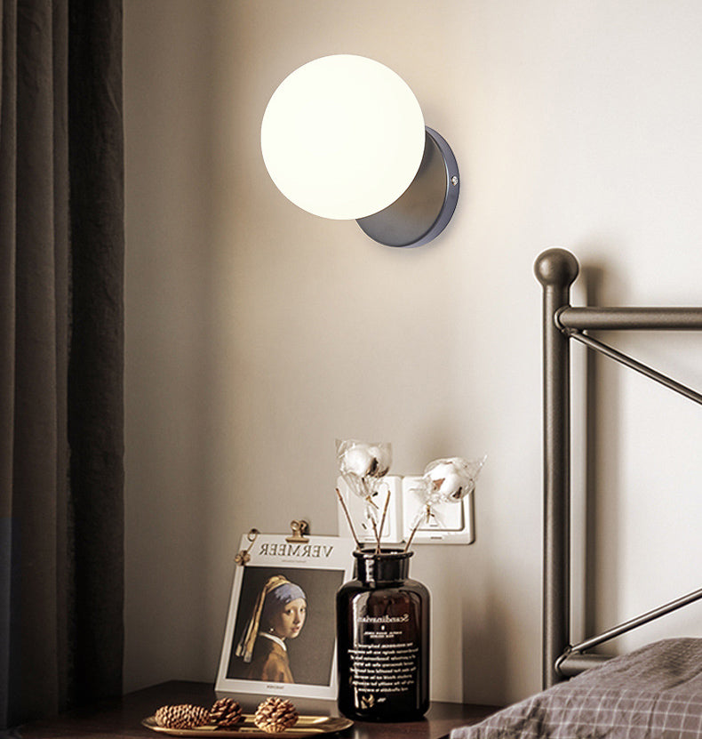 Modern Simplicity Indoor Wall Lamp 7.5" H Orb Glass Shade Mini Sconce Light for Bedroom