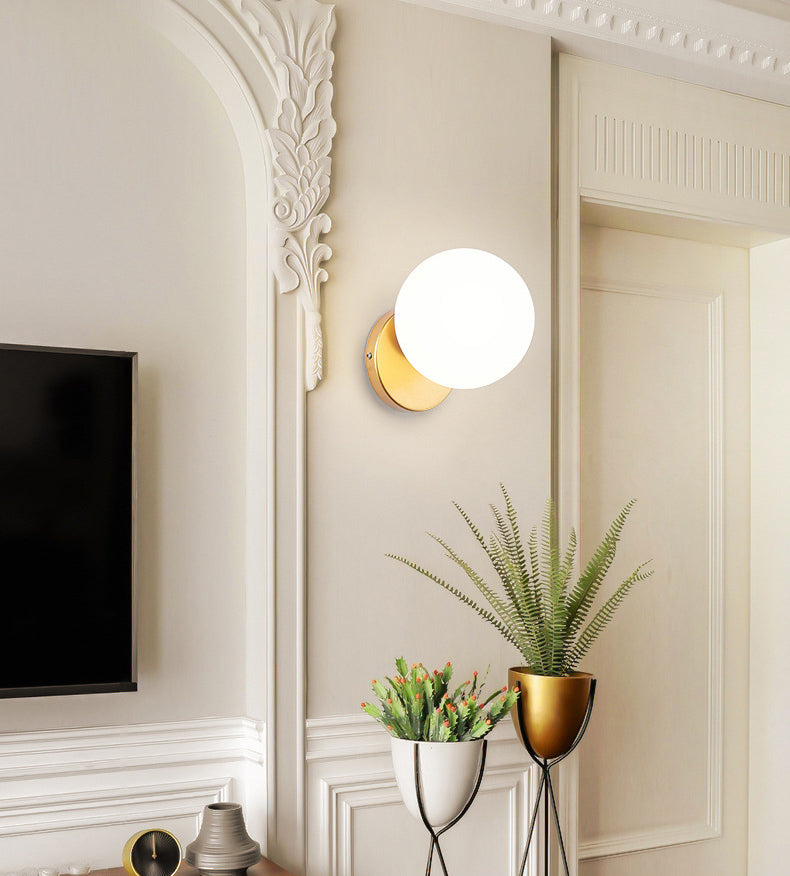 Modern Simplicity Indoor Wall Lamp 7.5" H Orb Glass Shade Mini Sconce Light for Bedroom