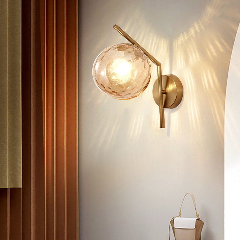 13" H Minimalism Glass Orb Wall Mount Lamp 1-Light Nordic Style Sconce Lighting with Electroplating Metal Base