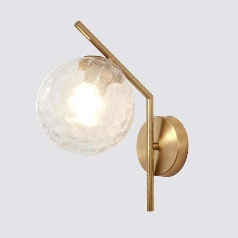 13" H Minimalism Glass Orb Wall Mount Lamp 1-Light Nordic Style Sconce Lighting with Electroplating Metal Base