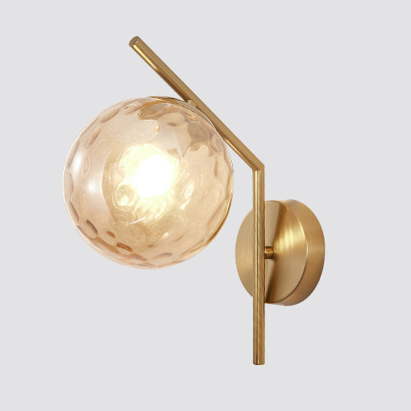 13" H Minimalism Glass Orb Wall Mount Lamp 1-Light Nordic Style Sconce Lighting with Electroplating Metal Base