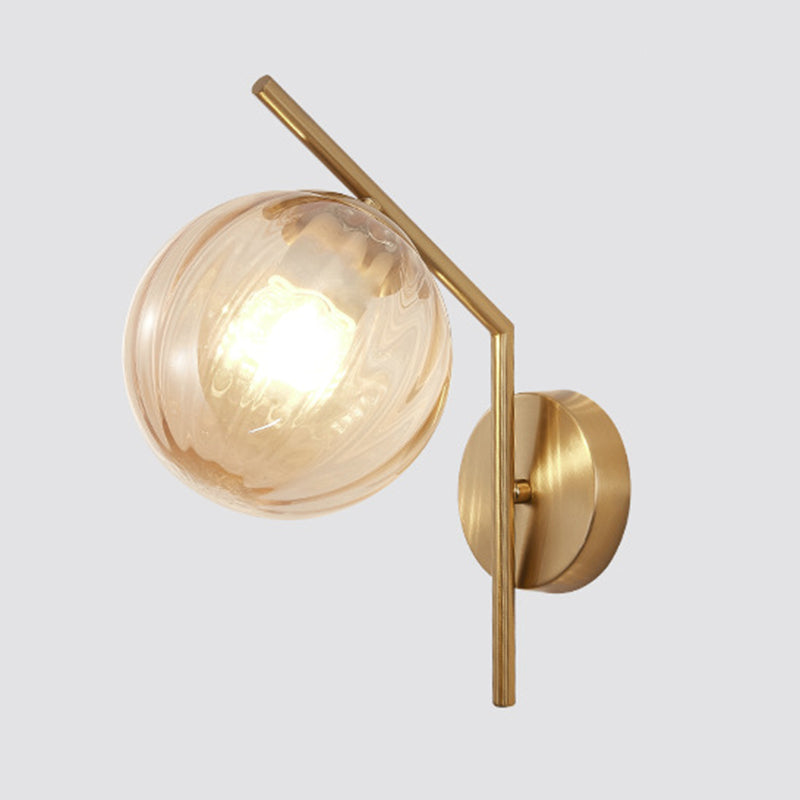13" H Minimalism Glass Orb Wall Mount Lamp 1-Light Nordic Style Sconce Lighting with Electroplating Metal Base