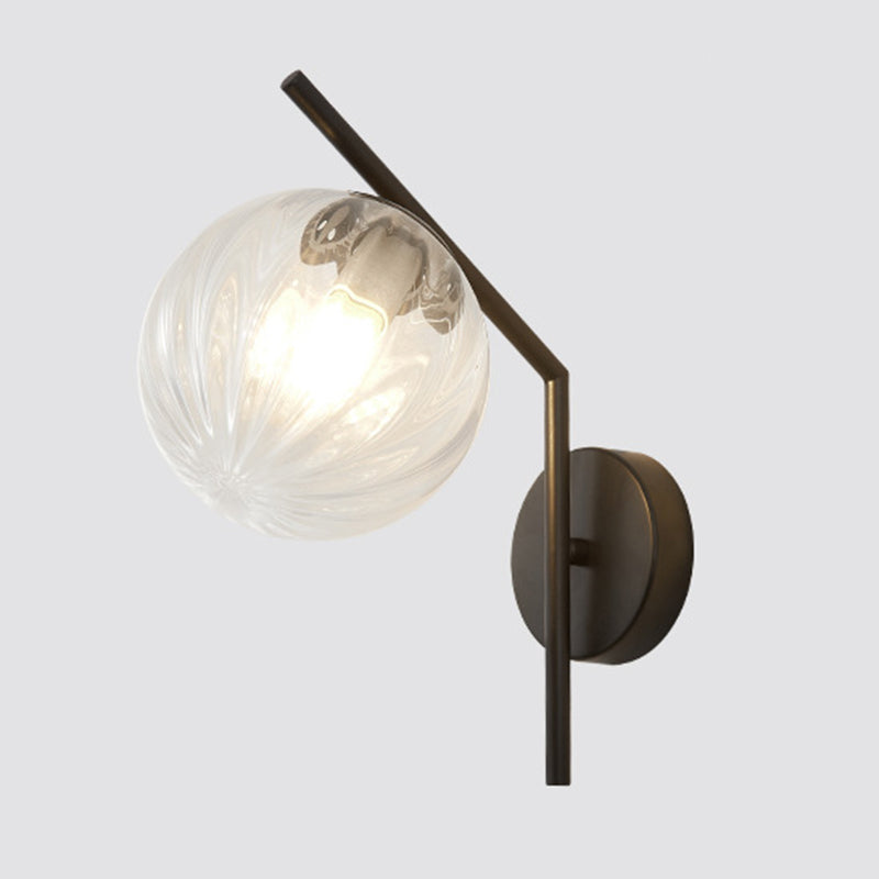 13" H Minimalism Glass Orb Wall Mount Lamp 1-Light Nordic Style Sconce Lighting with Electroplating Metal Base