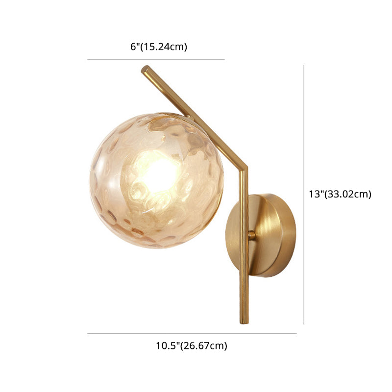 13" H Minimalism Glass Orb Wall Mount Lamp 1-Light Nordic Style Sconce Lighting with Electroplating Metal Base