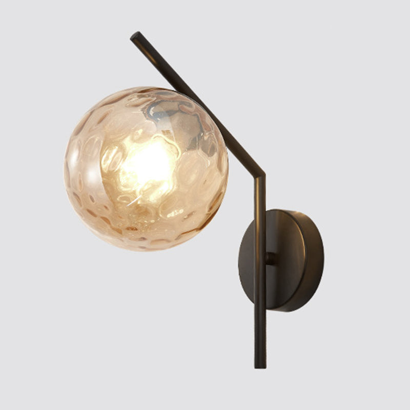 13" H Minimalism Glass Orb Wall Mount Lamp 1-Light Nordic Style Sconce Lighting with Electroplating Metal Base