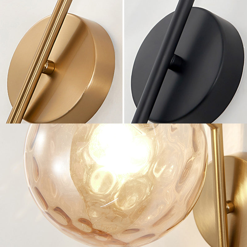 13" H Minimalism Glass Orb Wall Mount Lamp 1-Light Nordic Style Sconce Lighting with Electroplating Metal Base