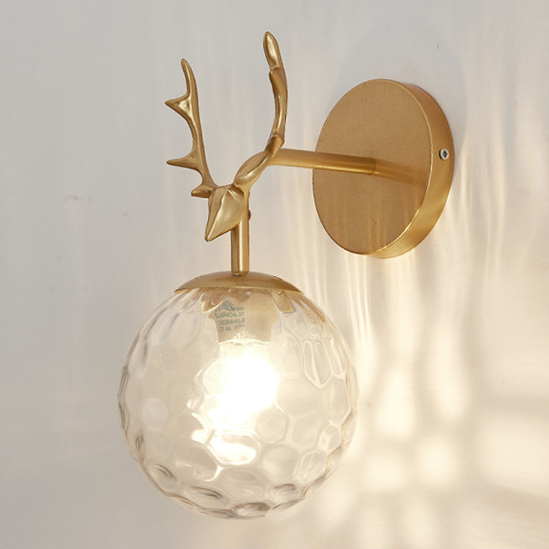 Antler in metallo Design Lampada da muro a parete Simplicità Nordic Orb Glass Sconce Lights per soggiorno corridoio