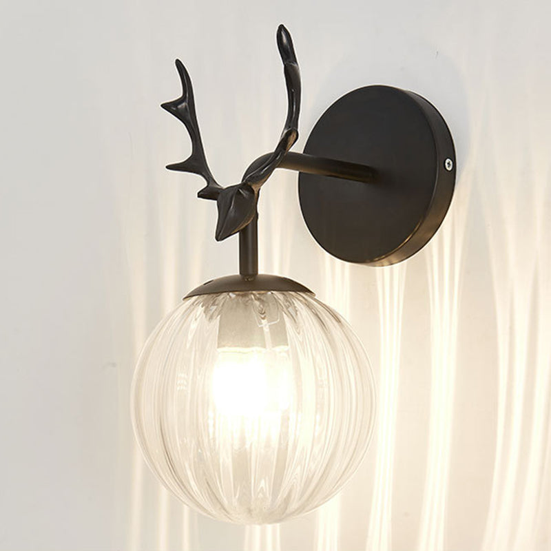 Antler in metallo Design Lampada da muro a parete Simplicità Nordic Orb Glass Sconce Lights per soggiorno corridoio