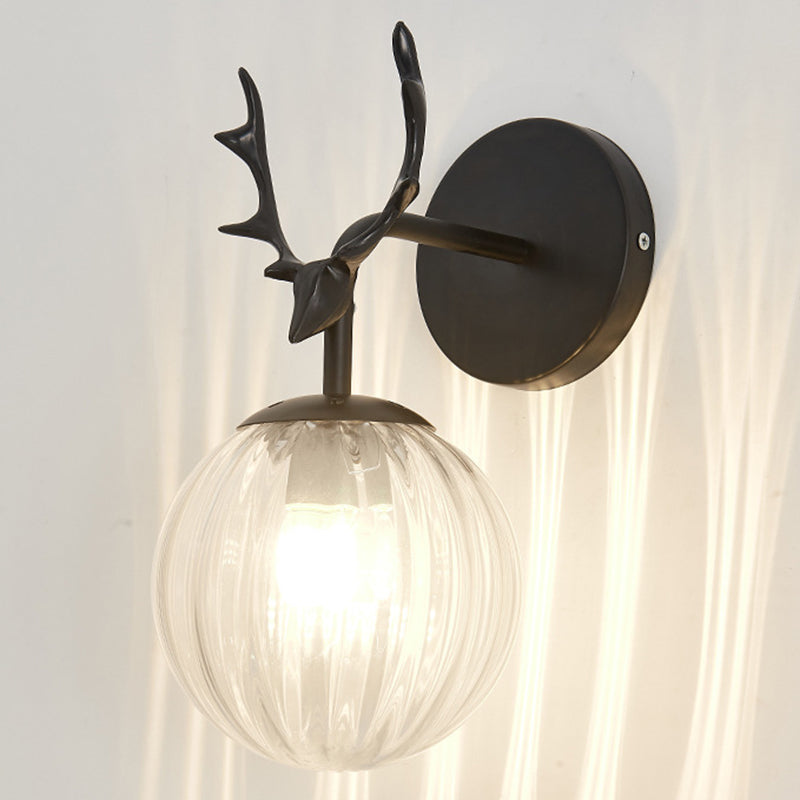 Antler in metallo Design Lampada da muro a parete Simplicità Nordic Orb Glass Sconce Lights per soggiorno corridoio