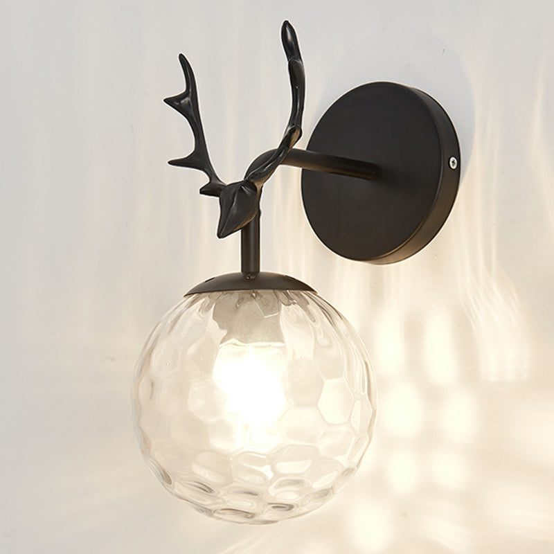 Antler in metallo Design Lampada da muro a parete Simplicità Nordic Orb Glass Sconce Lights per soggiorno corridoio
