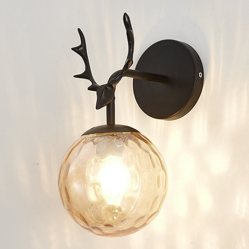 Antler in metallo Design Lampada da muro a parete Simplicità Nordic Orb Glass Sconce Lights per soggiorno corridoio