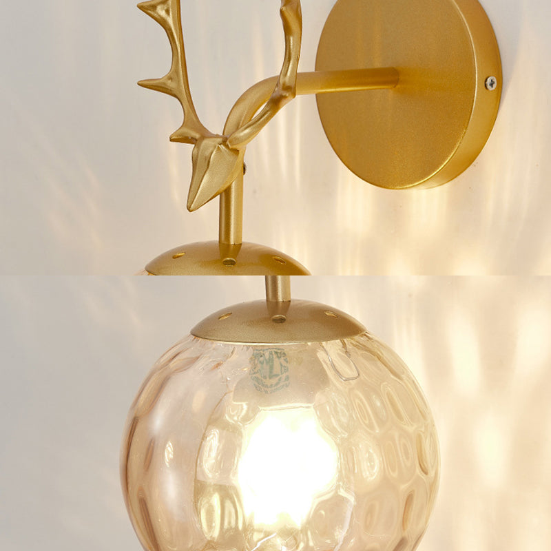 Antler in metallo Design Lampada da muro a parete Simplicità Nordic Orb Glass Sconce Lights per soggiorno corridoio