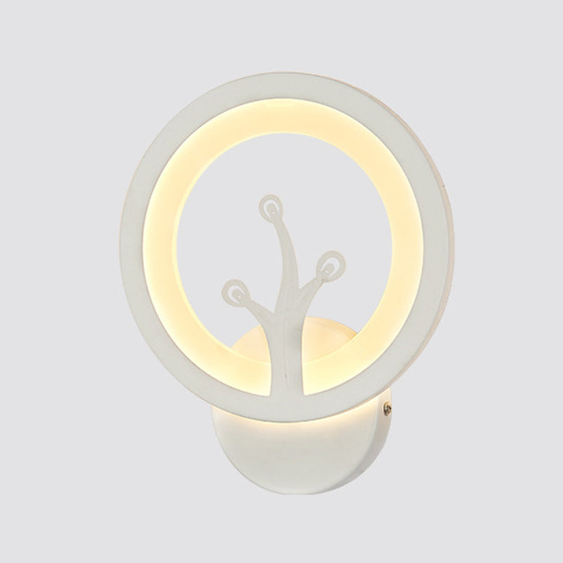 White Simplicity Acrylic LED Wall Lamp Contemporary Style Living Room Hallway Sconce Light