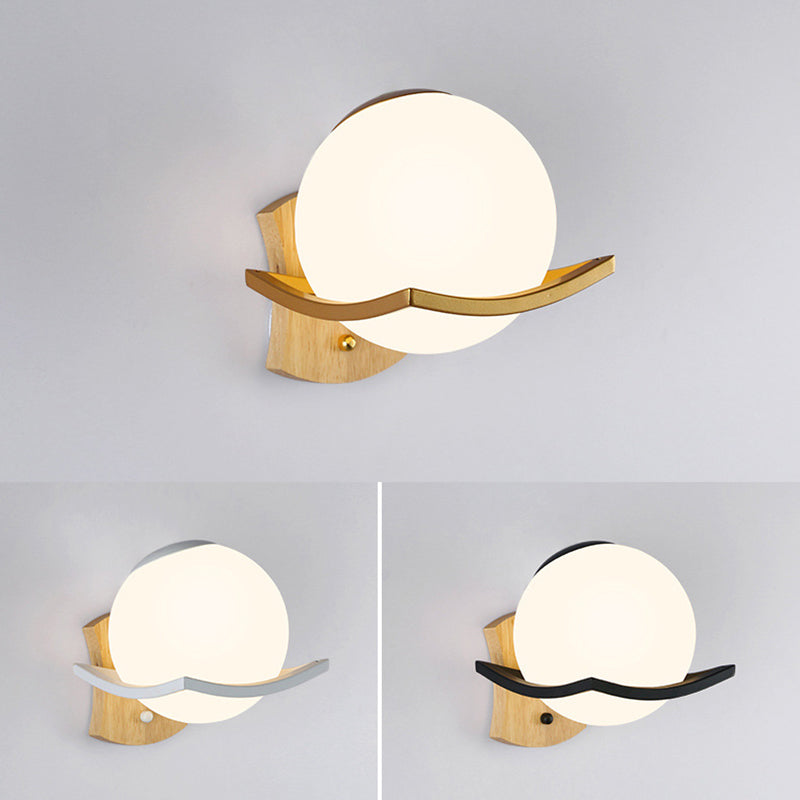 1 Lichtmilch weiße Glaskugel Wandlampe Nordischer Stil Einfachheit Nacht Beleuchtung für Schlafzimmer