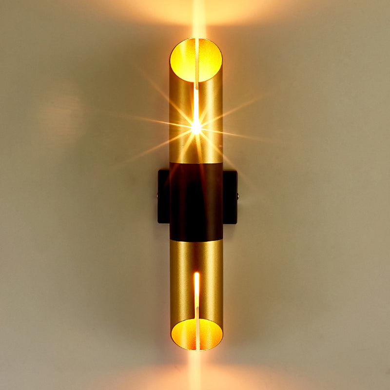 Frosted Gold Post-modern Style Wall Lamp 14" H Tube Shaped Metal Sconce Lights for Aisle Corridor