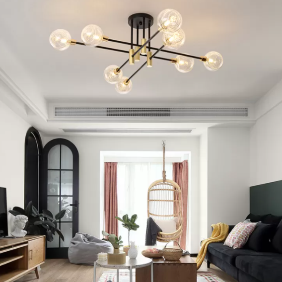New Modern Transparent Glass Semi Flush Light Fixtures Bedroom Starburst Flush Mount Light