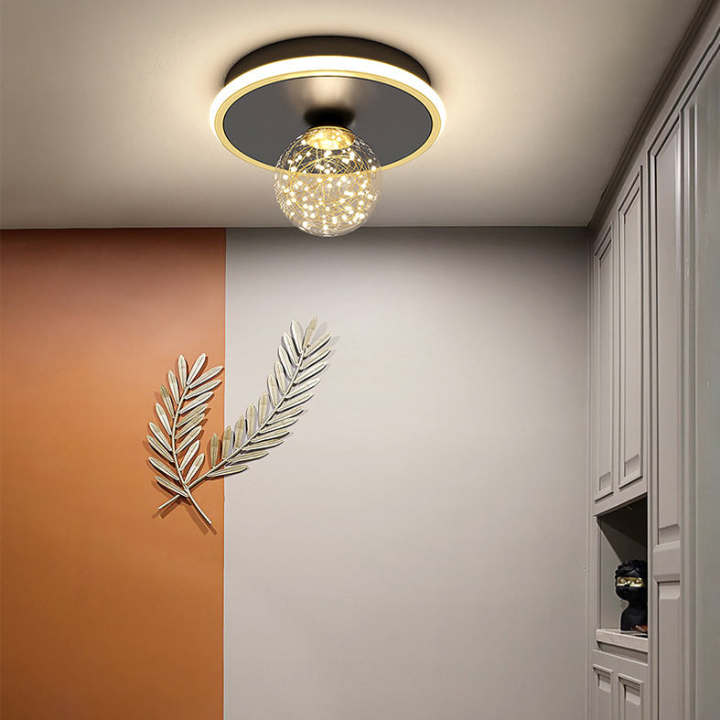Clear Glass Globe Flush Mount Light LED Light Creative Bedroom Lighting Fixture