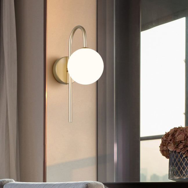 Modern Minimalist Style Spherical Wall Mount Light Fixture 1 Light Sconce Lights with Glass Shade
