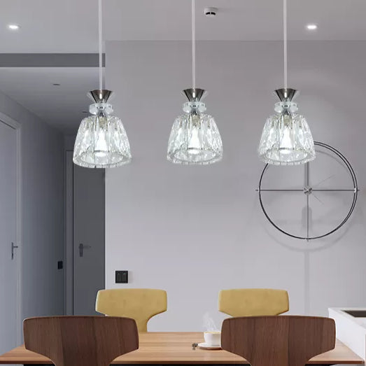 Glockenförmige Kristallcluster Anhänger moderne Chrom -LED -LED Hängende Licht für Esszimmer