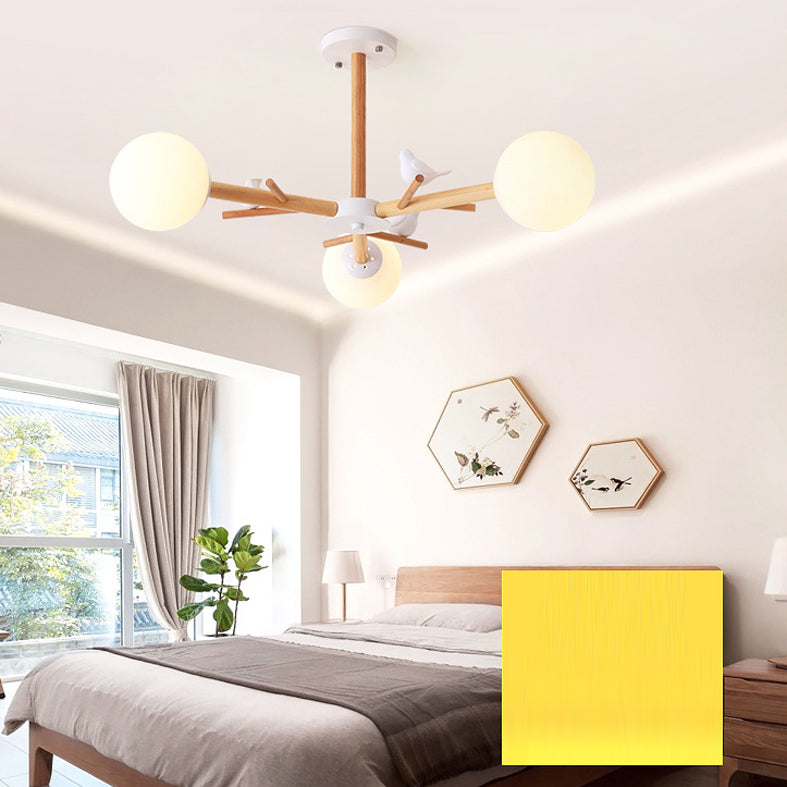 Globe Chandelier Light Fixture Modern Cream Glass Pendant Lighting for Restaurant