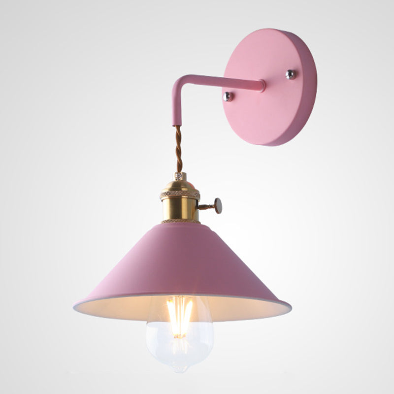 Industrial Cone Wall Light Matte Black Single Metallic for Hallway