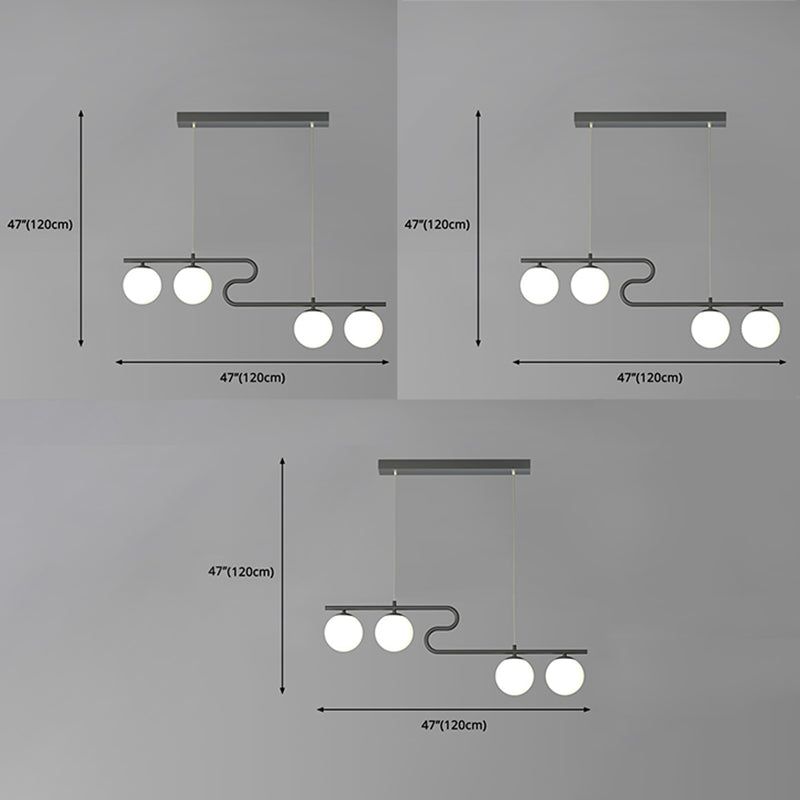 Lampadario lineare unico contemporaneo a 4 luci, lampadine incluse
