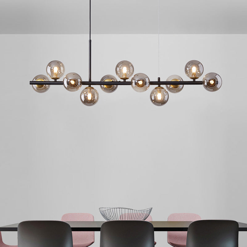 Globe Glass Shaded 11-Light  Linear Kitchen Island Light Modern and Contemporary Style Ceiling Light
