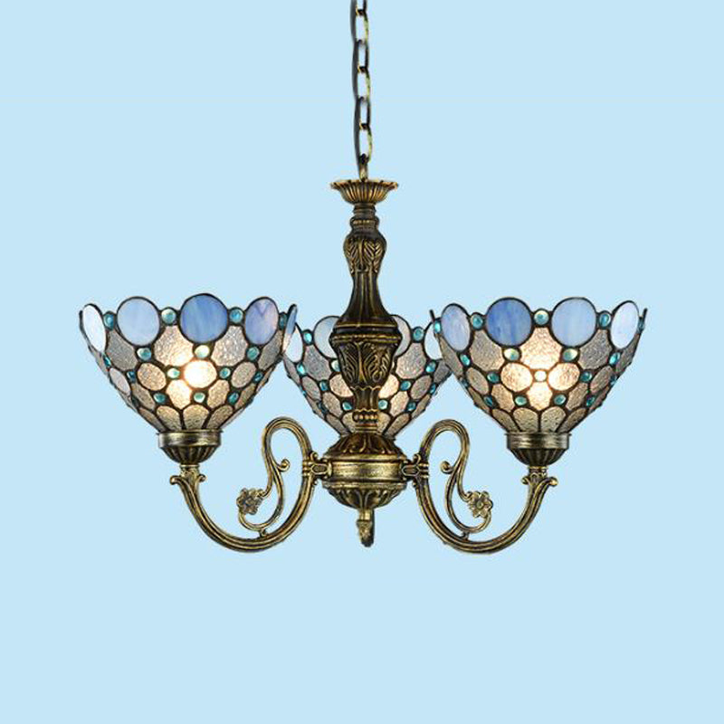 Lampe de lustre perlé en bronze antique 3/8/11 Lumières Kit de lampe suspendue en verre coupé pour le salon