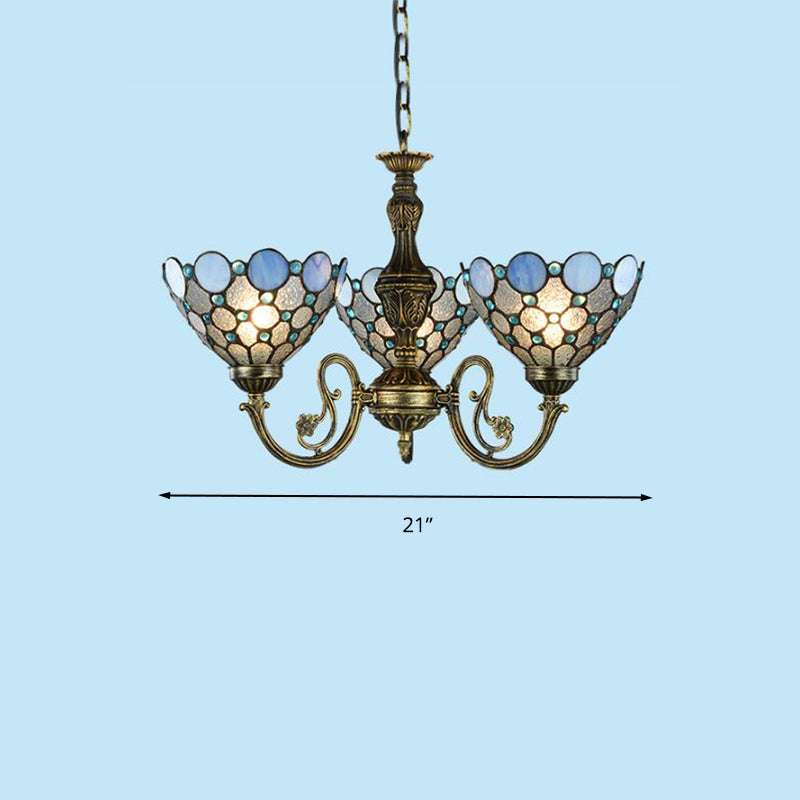 Antike Bronze Perlen Kronleuchter Lampe 3/8/11 Lichter geschnittenes Glashängelampe für Wohnzimmer