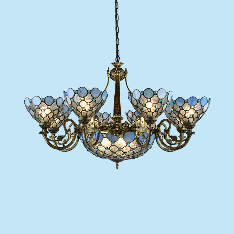 Antique Bronze Beaded Chandelier Lamp 3/8/11 Lights Cut Glass Hanging Lamp Kit for Living Room