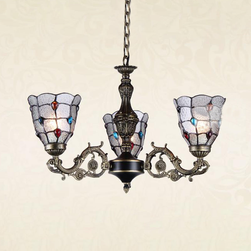 Antique Bronze 3/6/11 Lights Chandelier Lighting Fixture Mediterranean Cut Glass Jeweled Ceiling Lamp