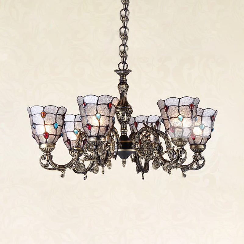Antique Bronze 3/6/11 Lights Chandelier Lighting Fixture Mediterranean Cut Glass Jeweled Ceiling Lamp