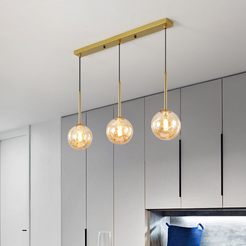 Iluminación colgante de techo de 3 luces con iluminación de clúster de forma de globo de vidrio