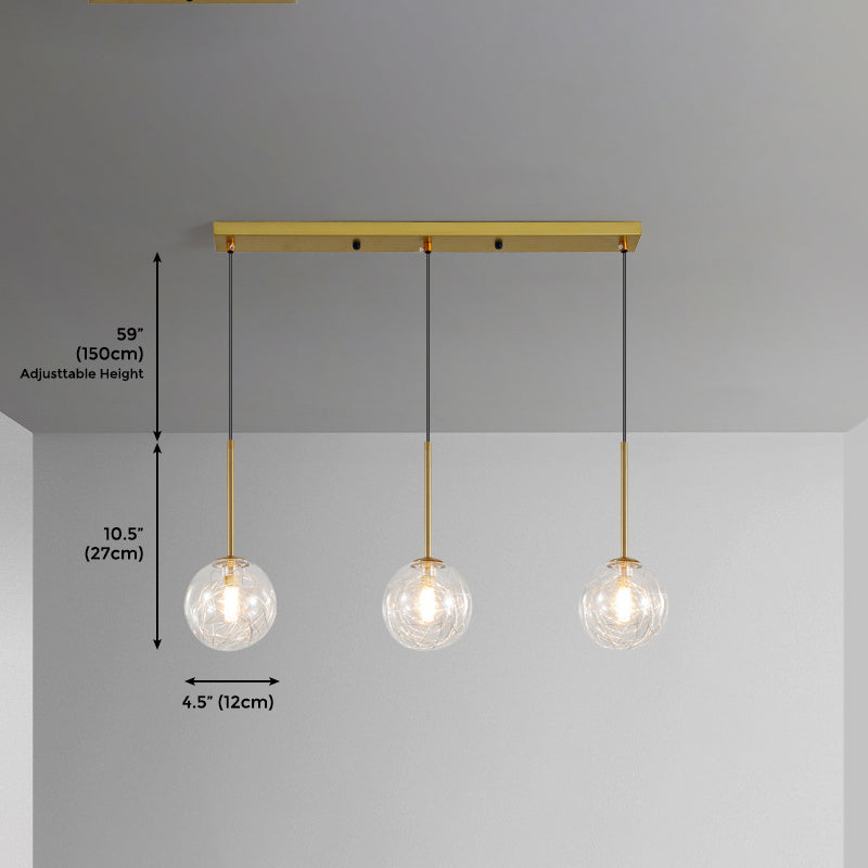 Iluminación colgante de techo de 3 luces con iluminación de clúster de forma de globo de vidrio