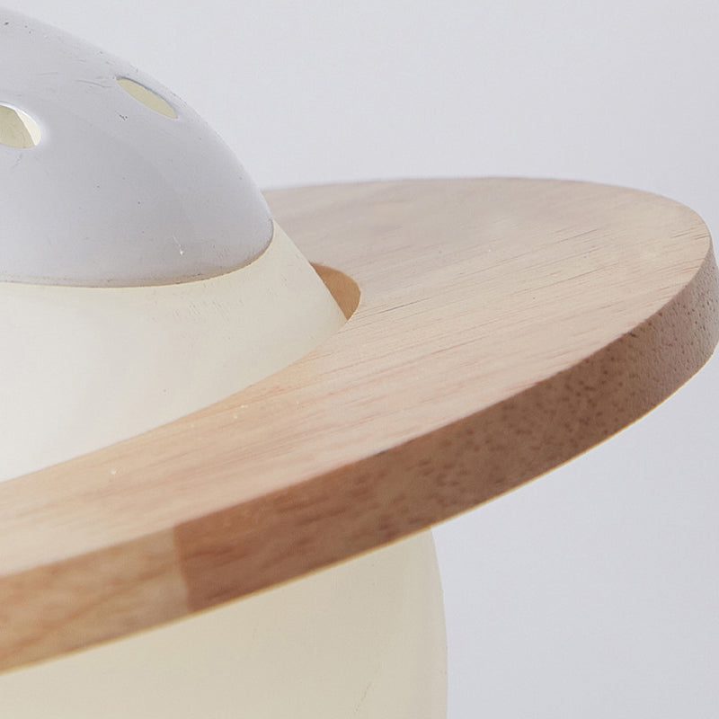 Modern Style Ceiling Light with Moon Design Glass Shape, Wood Accents Cluster Lighting