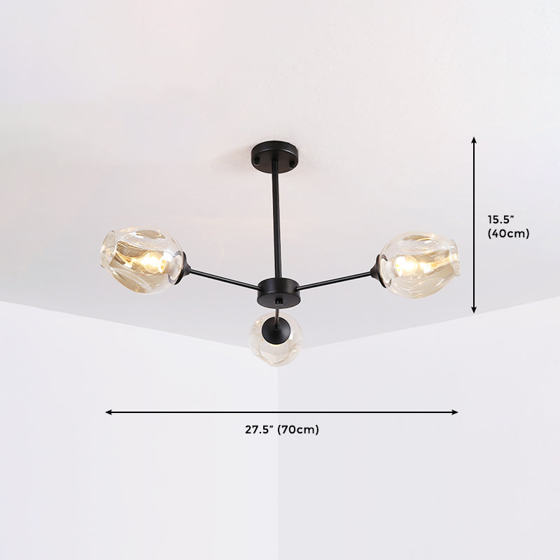 Stile contemporaneo a 3 luci a 3 luci/nero a soffitto di sputnik sfera lampadario