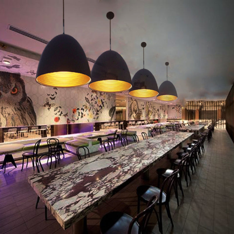 Gewölbter Anhänger leichte minimalistische Metall 1 Hell Black Hanging Lamp Kit für Restaurant