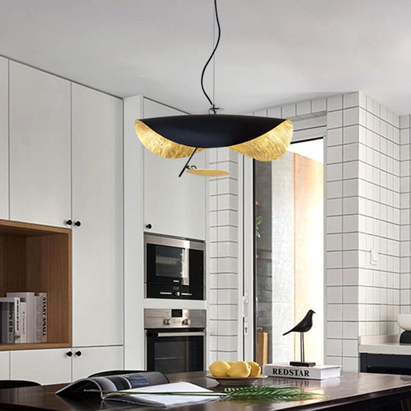 Kit de luz colgante geométrico de metal moderno 16 "/23.5" de ancho 1 claro blanco/negro iluminación para sala de estar