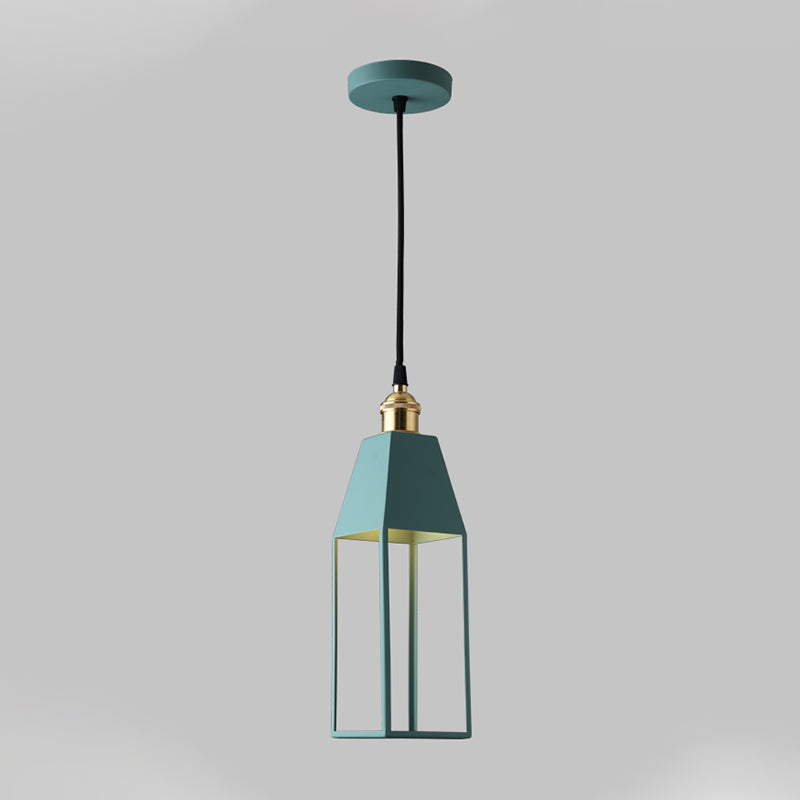 Comedor en forma de casa iluminación colgante de metal 1 lámpara de luz de luz en naranja/verde/oro