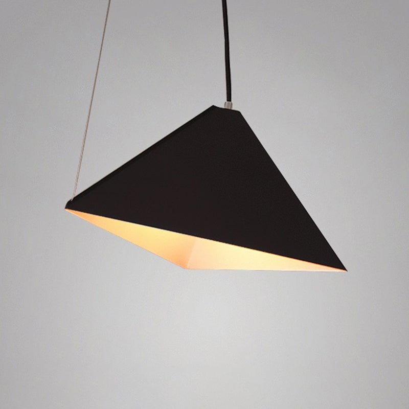 Metal Geometric Pendant Light Fixture Modern Style 1 Light Black Suspension Lamp for Living Room