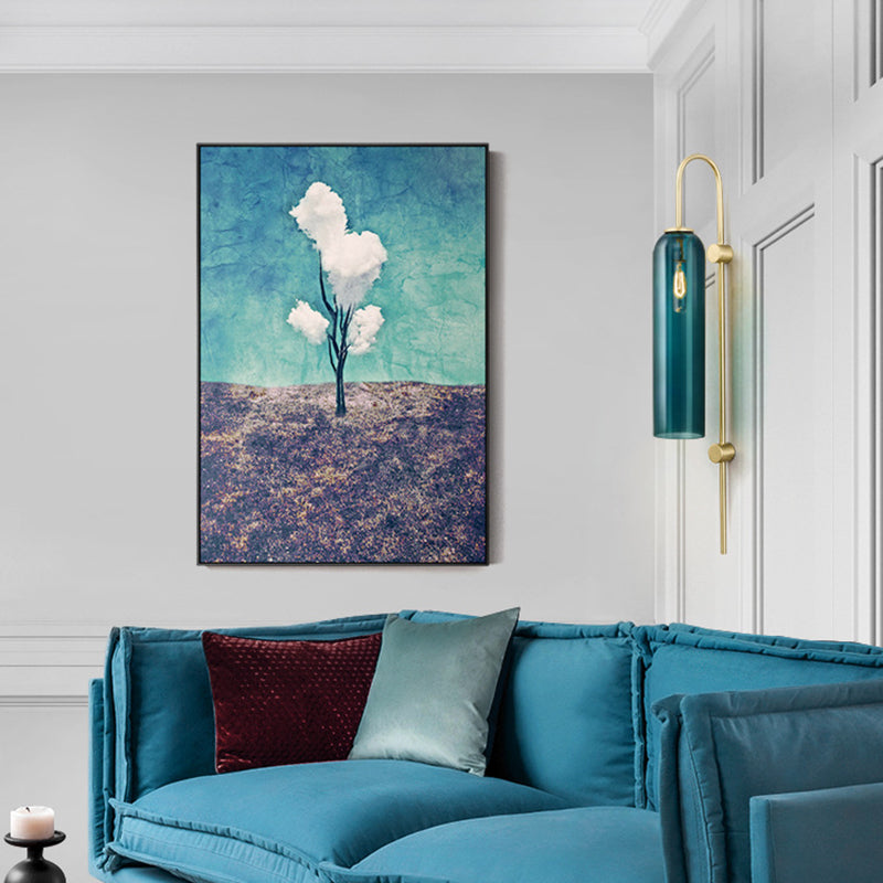 30" H Long Column Shaped Glass Wall Lamp Nordic Style Minimalism Lighting Fixture for Living Room Hallway