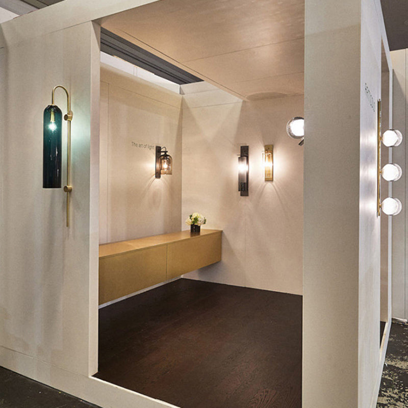 30" H Long Column Shaped Glass Wall Lamp Nordic Style Minimalism Lighting Fixture for Living Room Hallway