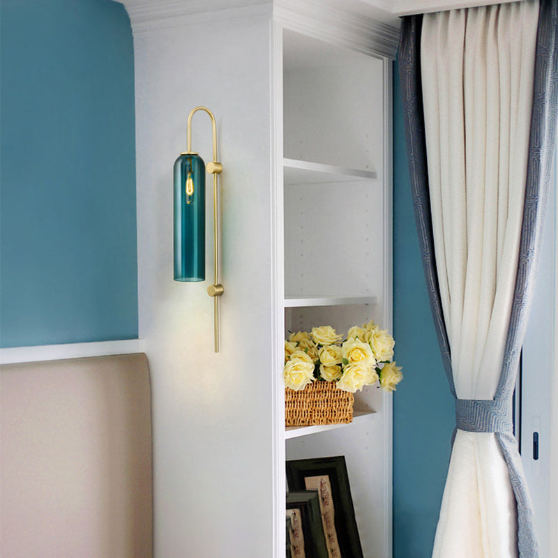 30" H Long Column Shaped Glass Wall Lamp Nordic Style Minimalism Lighting Fixture for Living Room Hallway